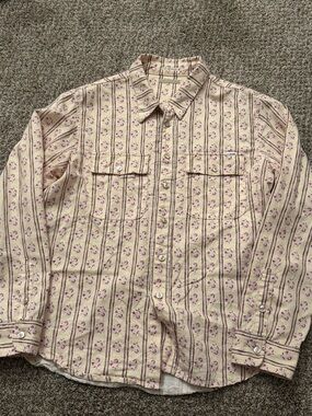 Mother Cream Patterned Long-Sleeve Button-Up Shirt